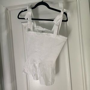 J.Crew white Peplum Smocked Top